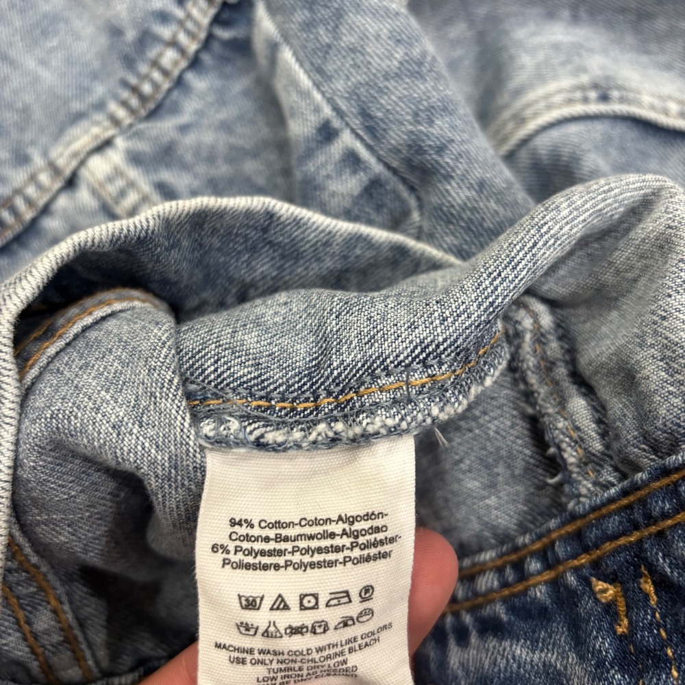 Free People Rumors  Blue Acid Wash Denim Trucker Jacket Womens Large‎ - Picture 11 of 16